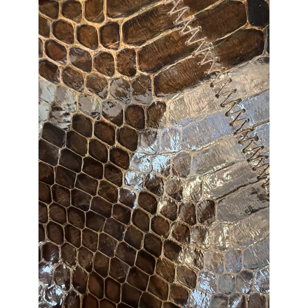 Vintage 1950s-1960s Snakeskin Clutch Brown Lucite Frame Bag